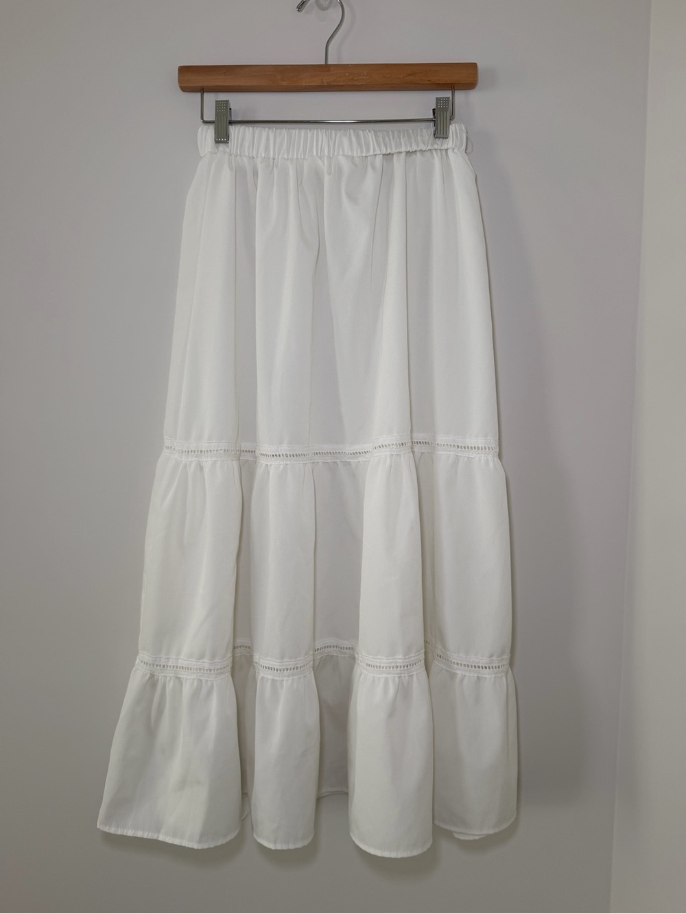 White Trim Tiered Maxi Skirt Size M/L